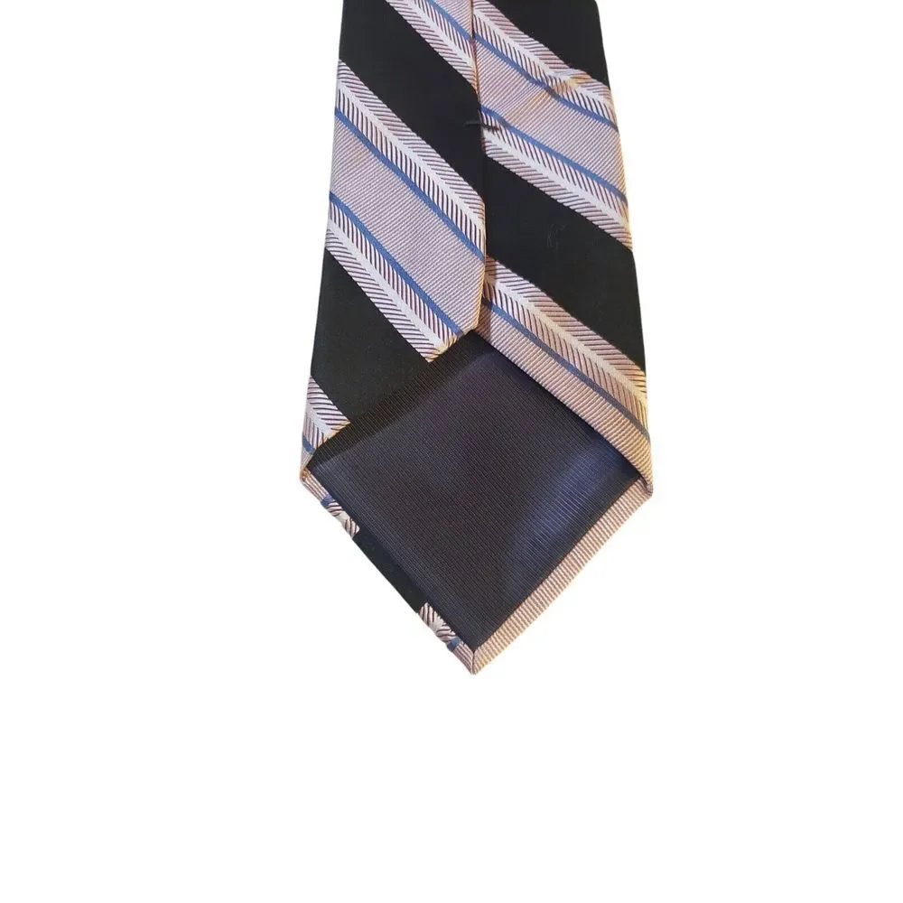 JOSEPH ABBOUND‎ Neck Tie Men's Luxury 100% Silk Black Pink Striped Business Suit